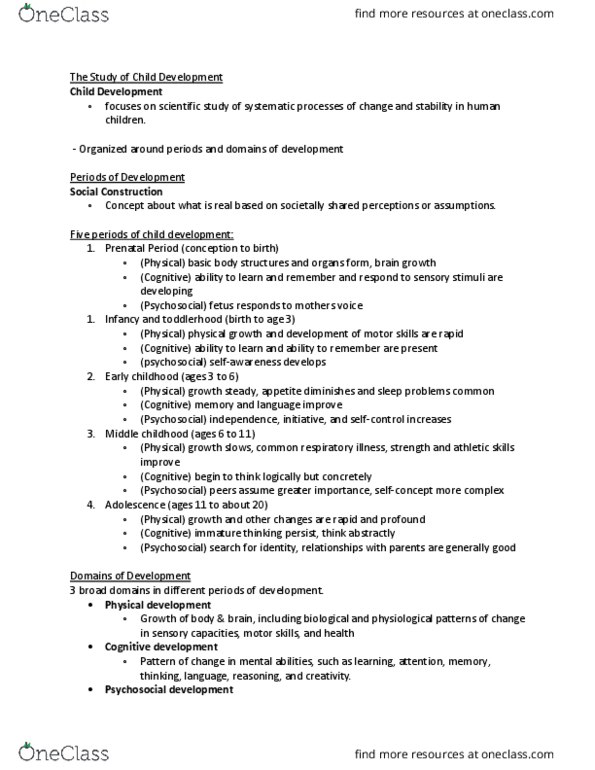 CLD 101 Chapter Notes - Chapter 1: Socioeconomic Status, Ethnic Group, Nuclear Family thumbnail