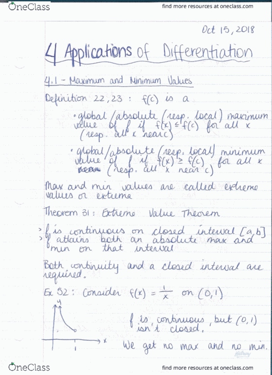 MATH 1000 Lecture 18: Math 1000 Notes October 15- Section 4.1 cover image