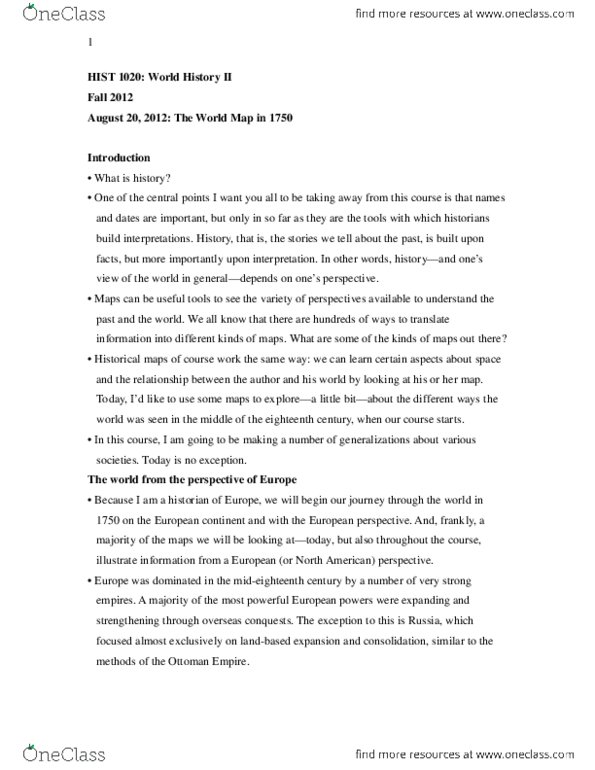 HIST 1020 Lecture Notes - Nations Of Nineteen Eighty-Four thumbnail