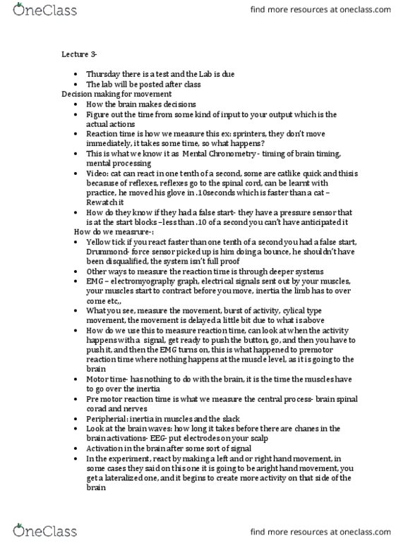 APA 2140 Lecture Notes - Lecture 3: Retina, Stimulus Modality, Transcranial Direct-Current Stimulation thumbnail