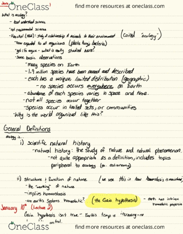BIOSC 0370 Lecture Notes - Lecture 1: Human Ecology, Gaia Hypothesis, Ernst Haeckel thumbnail