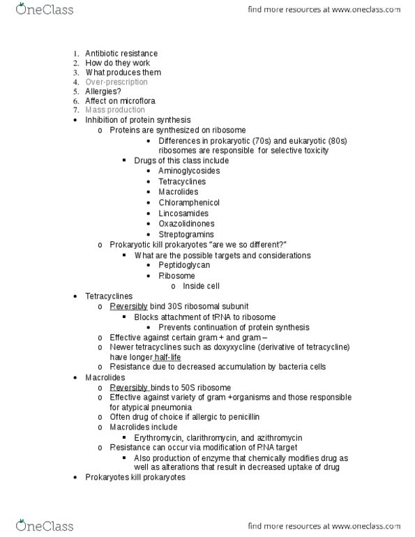 BIOL 3200 Lecture Notes - Clarithromycin, Plasmid, Transfer Rna thumbnail