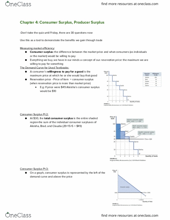 ECON 1201 Lecture Notes - Lecture 5: Price Ceiling, Price Floor, Economic Surplus cover image