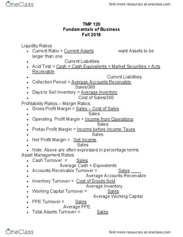 TMP 120 Lecture Notes - Lecture 9: Capital Structure, Asset thumbnail
