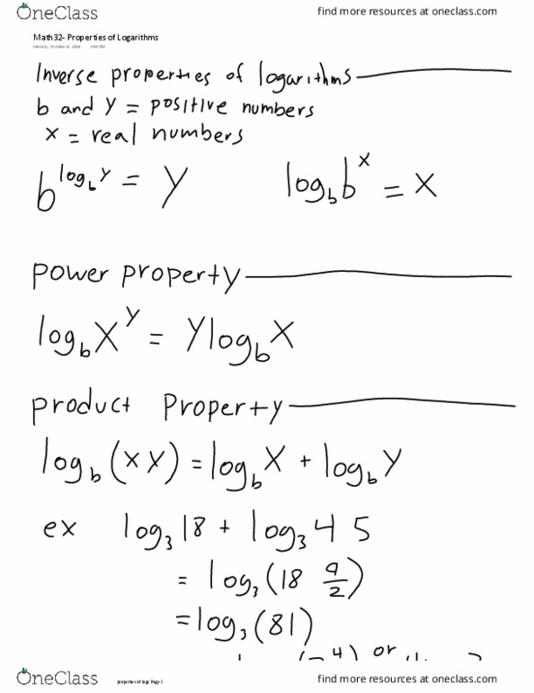 MATH 32 Chapter 3.1-3.3: properties of logarithms thumbnail