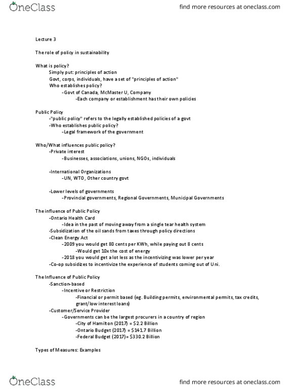 SUSTAIN 1S03 Lecture Notes - Lecture 3: Nimby, Joe Fresh, Dofasco thumbnail