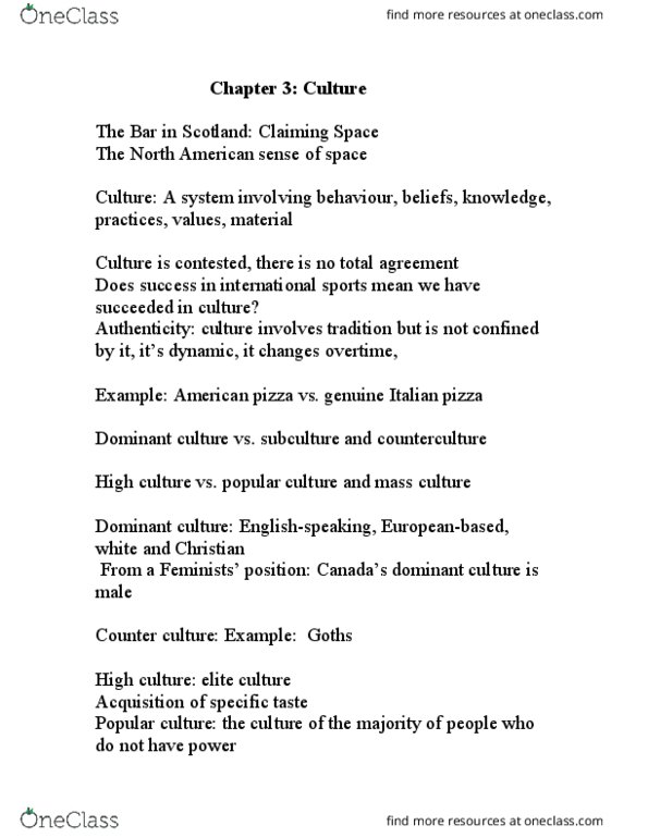 SOCI 1010 Lecture Notes - Lecture 3: Ethnocentrism, Cultural Studies, Cultural Relativism thumbnail