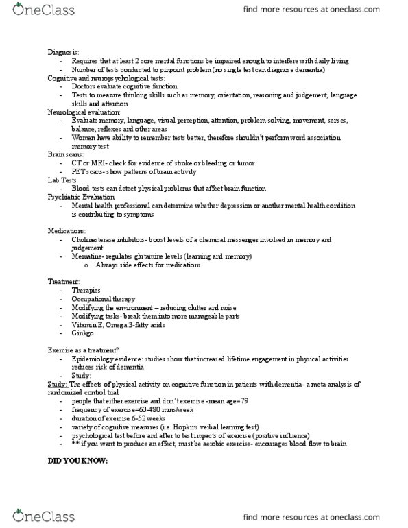 Kinesiology 1070A/B Lecture Notes - Lecture 13: Brain-Derived Neurotrophic Factor, Animal Testing, Lumosity thumbnail