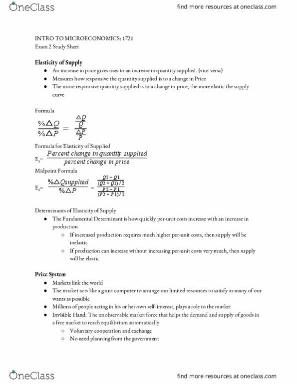 ECON-E 201 Study Guide - Fall 2018, Midterm - Pigovian Tax, Planned ...