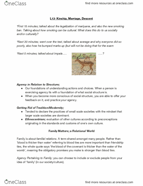 SOSA 1002 Lecture Notes - Lecture 13: Hector-Louis Langevin, Impala, Ethnocentrism thumbnail