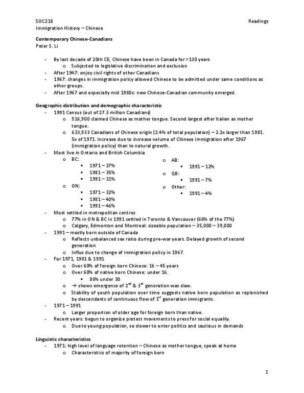 SOC218H1 Chapter : Immigration History - Chinese (reading) thumbnail