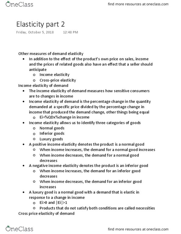 ECON 2001.01 Lecture Notes - Lecture 14: Tax Incidence, Price Elasticity Of Demand, Normal Good thumbnail