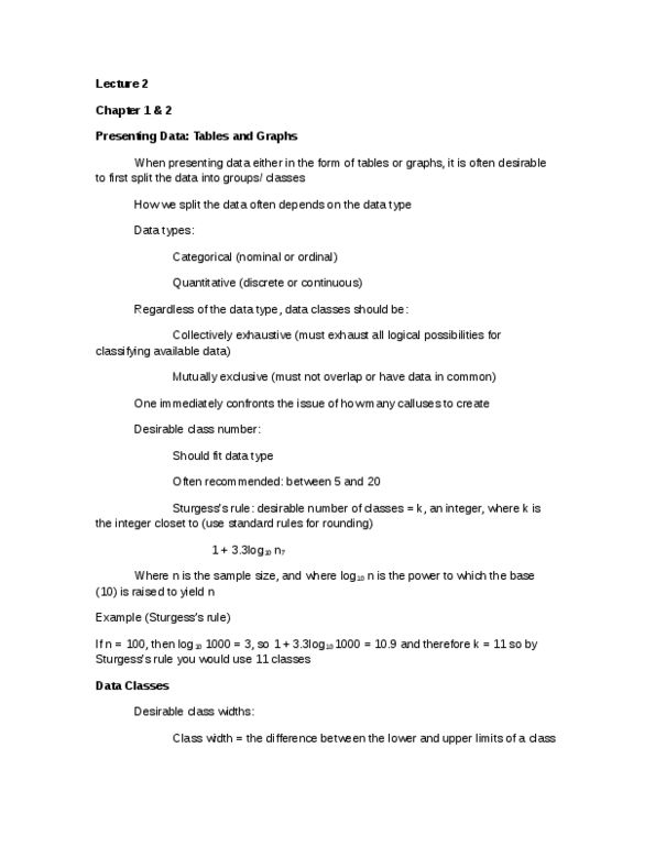 ECON 2B03 Lecture Notes - Lecture 2: Observational Error, Frequency Distribution thumbnail