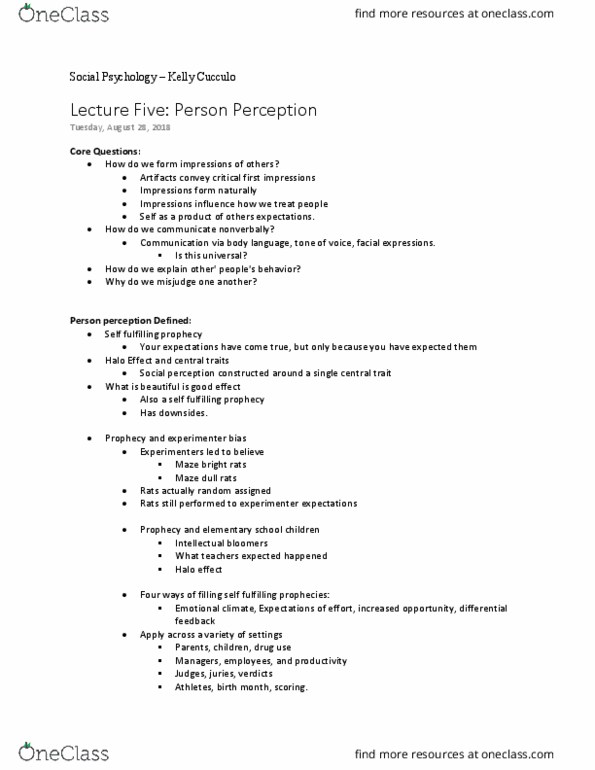PSYC 361 Lecture Notes - Lecture 5: Collectivism, Fundamental Attribution Error, Terror Management Theory thumbnail