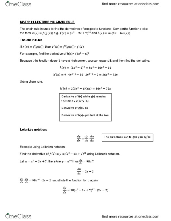 MATH114 Lecture 18: MATH114-LECTURE#18-CHAIN RULE cover image