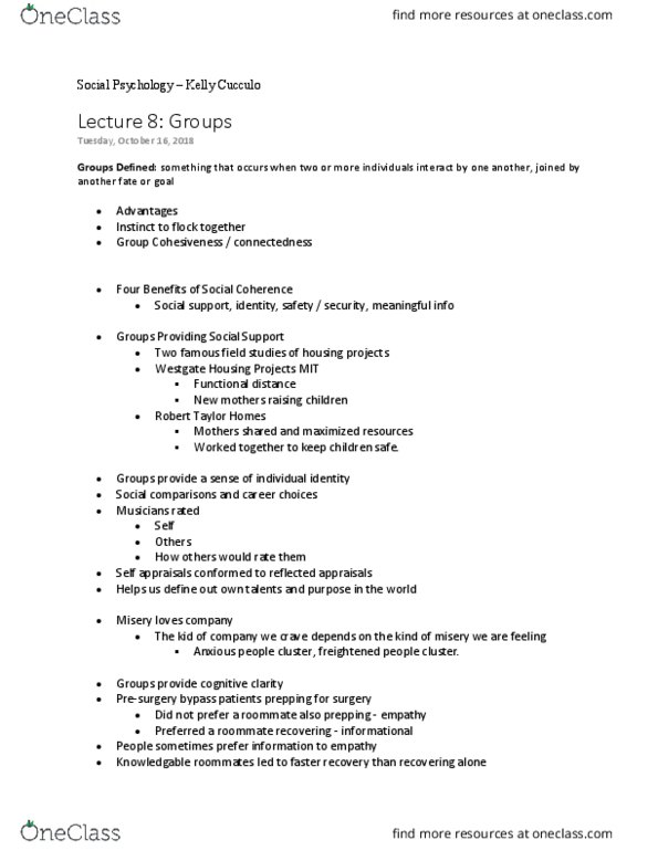 PSYC 361 Lecture Notes - Lecture 8: Graduate School, Social Rejection, Hazing thumbnail