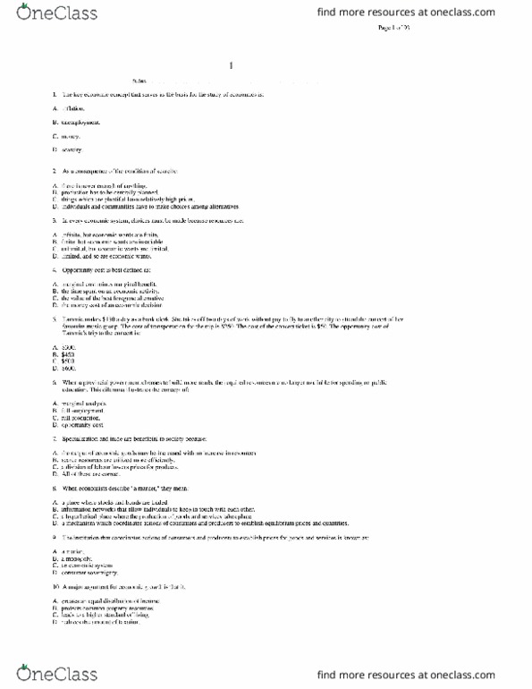 ECN 104 Midterm: ECN104 Test Bank - OneClass