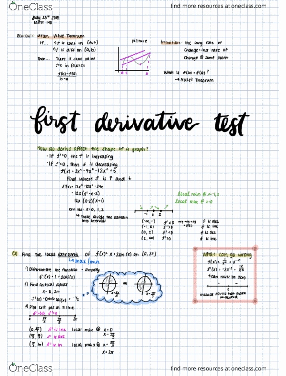 MATH 140 Lecture 17: Derivative Tests thumbnail