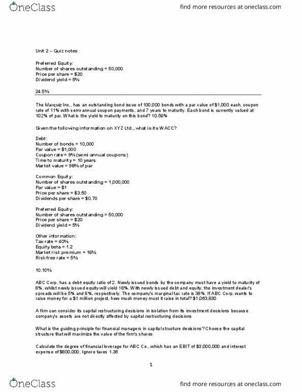 ACCT 250 Lecture Notes - Lecture 2: Tax Rate, Dividend Yield, Capital Structure thumbnail