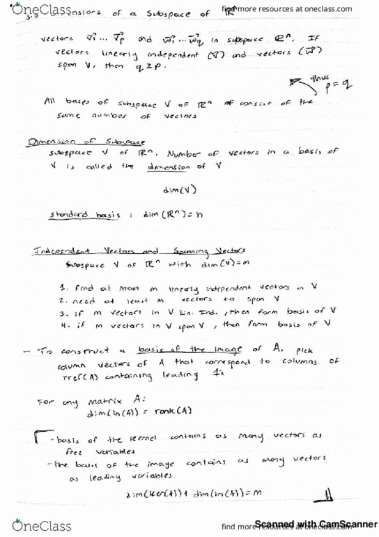 MATH 254 Lecture 10: 3.3 Dimensions of a Subspace of R^n thumbnail