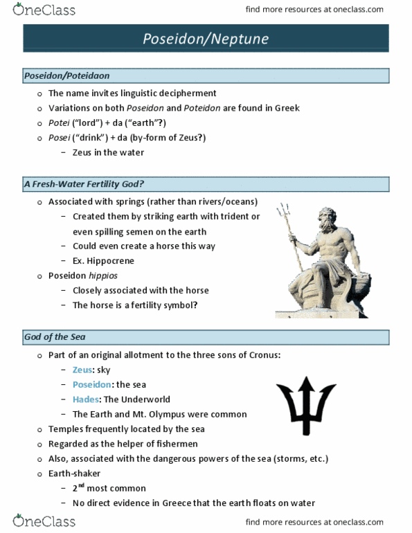 Classical Studies 2200 Lecture 8: Poseidon, Athena, Artemis thumbnail