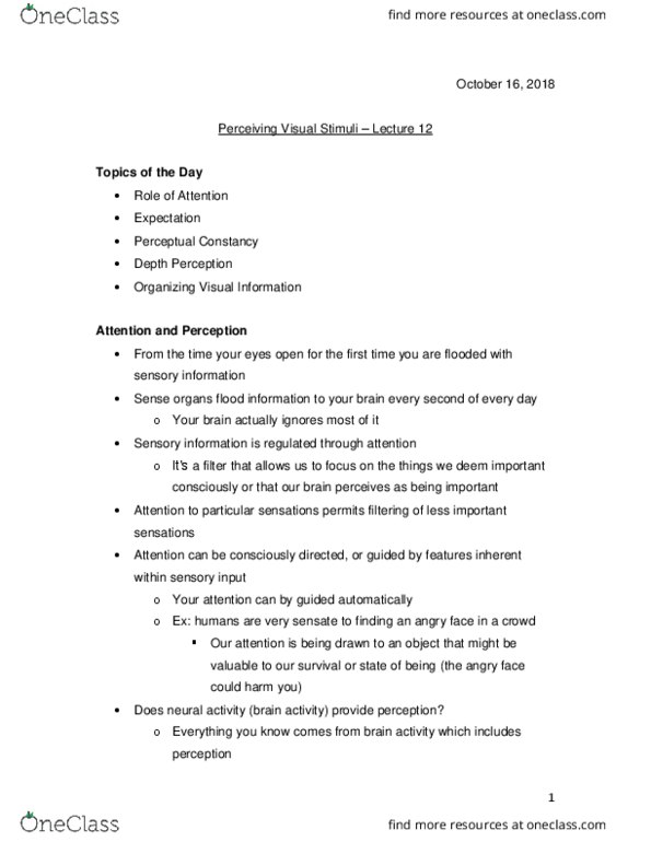 PSYO 1011 Lecture Notes - Lecture 13: Binocular Disparity, Gestalt Psychology, Interposition thumbnail