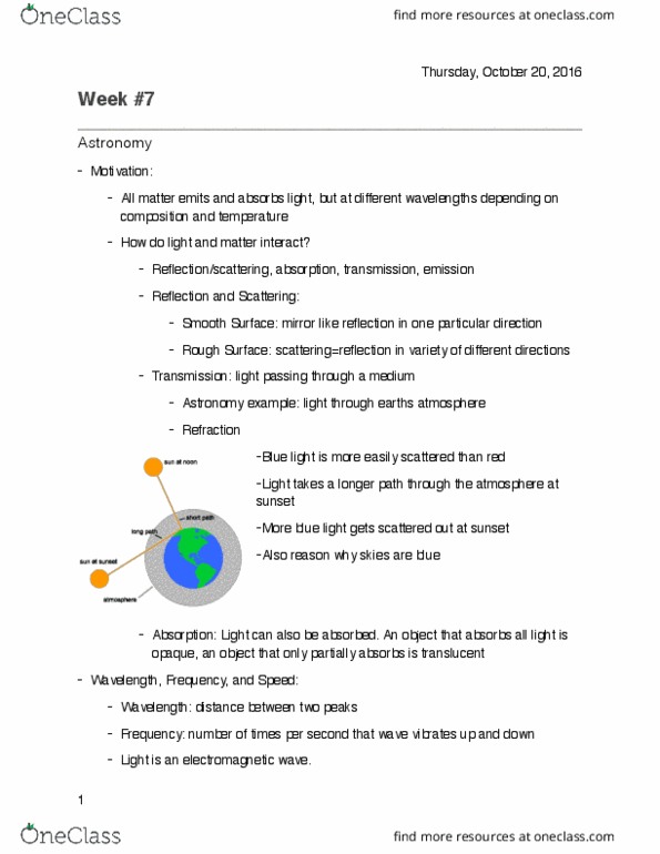 Astronomy 1021 Lecture Notes - Lecture 7: Refraction thumbnail
