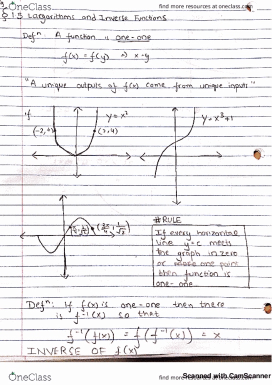 MAT135Y5 Lecture 3: MAT135 Lecture 3 - Logarithms and Inverse Functions cover image