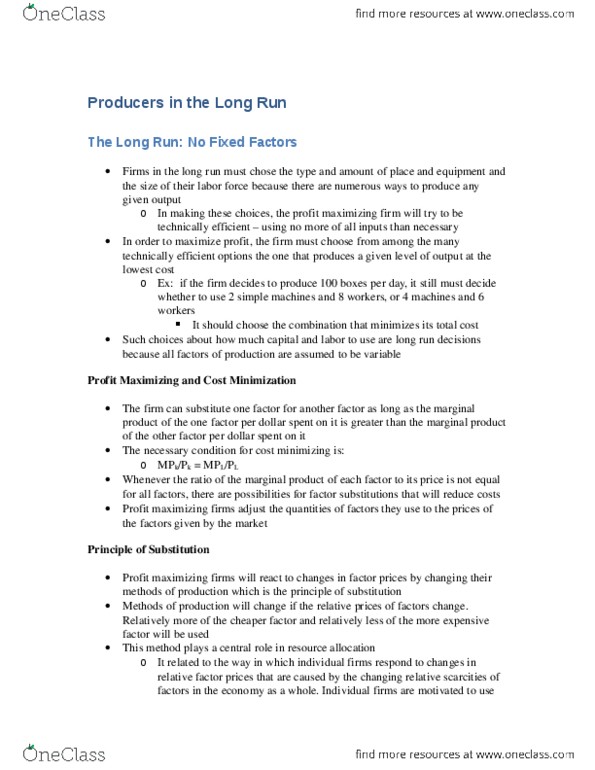 ECON 111 Chapter : Producers in the Long Run thumbnail