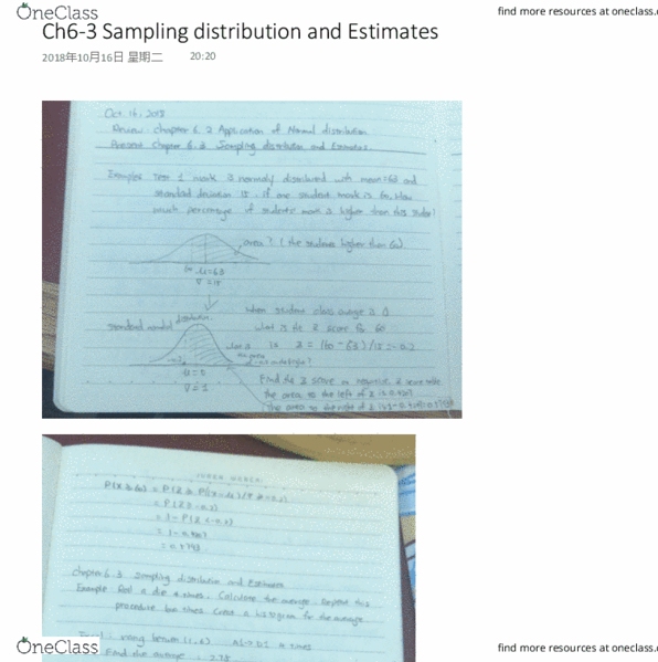 MATH 1P98 Lecture 18: Ch6-3 Sampling distribution and Estimates cover image