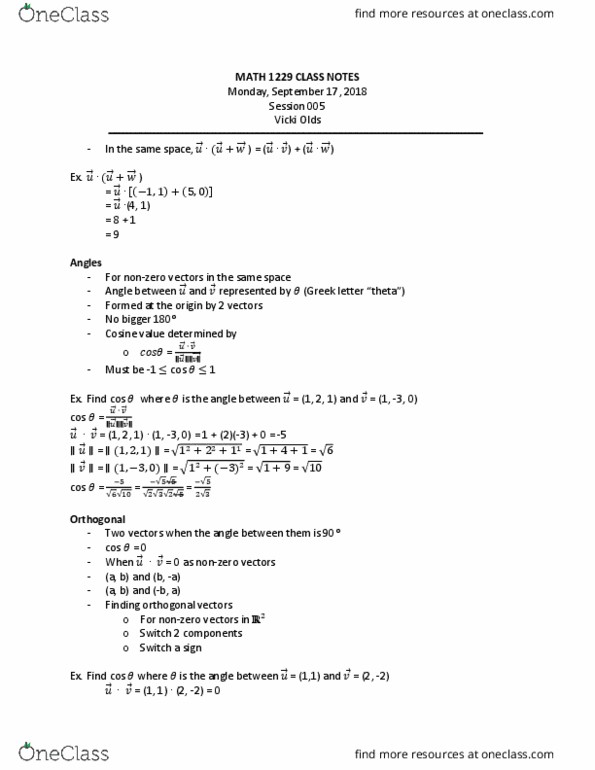 Mathematics 1229A/B Lecture Notes - Lecture 5: Theta, Trigonometric Functions thumbnail