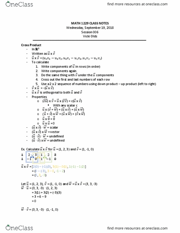 Mathematics 1229A/B Lecture Notes - Lecture 6: Parallelogram thumbnail