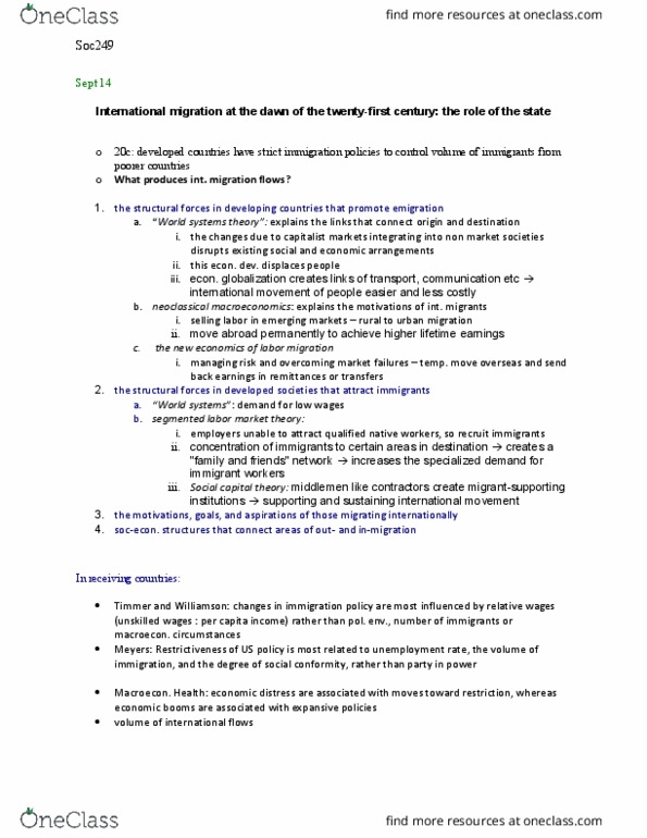 SOC249H1 Chapter Notes - Chapter sept 14 lecture 2: Control Volume, Immigration, Social Capital thumbnail