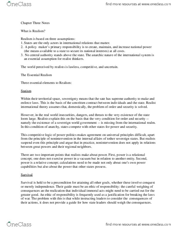 CAS IR 271 Chapter Notes -Neoliberalism, Economic Liberalism, Multilateralism thumbnail