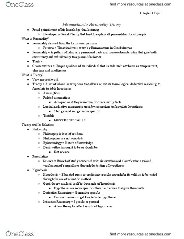 PSYCH 370 Chapter Notes - Chapter 1: Deductive Reasoning, Statistical Hypothesis Testing, Scientific Method thumbnail