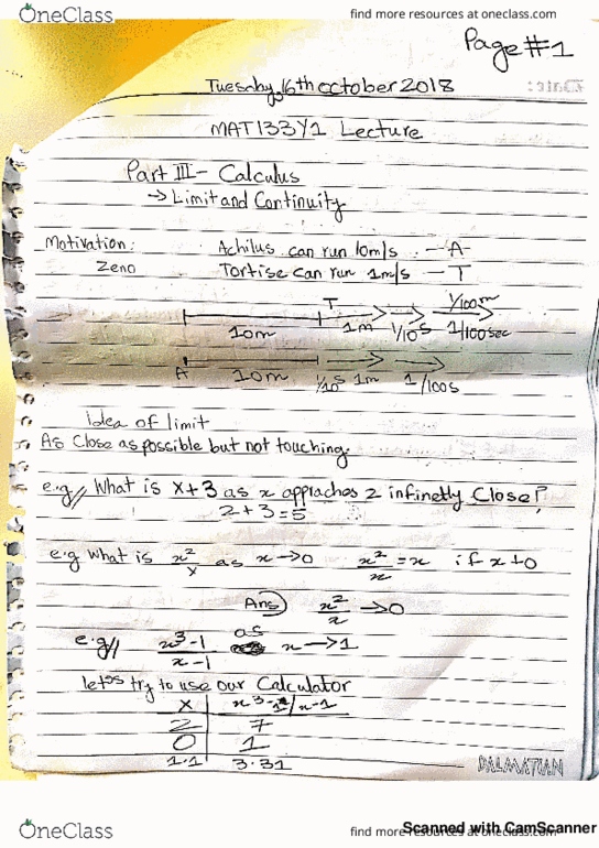 MAT133Y1 Lecture 12: MAT133y1 15 Oct lecture limits introduction, calculus cover image