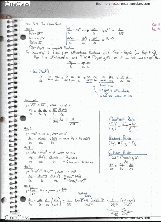 Calculus 1000A/B Lecture 19: Calculus 1000A - Lecture 19 - The Quotient Rule cover image