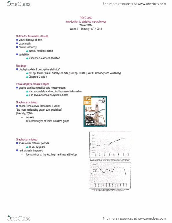 PSYC 2002 Lecture Notes - Lecture 2: Scatter Plot thumbnail