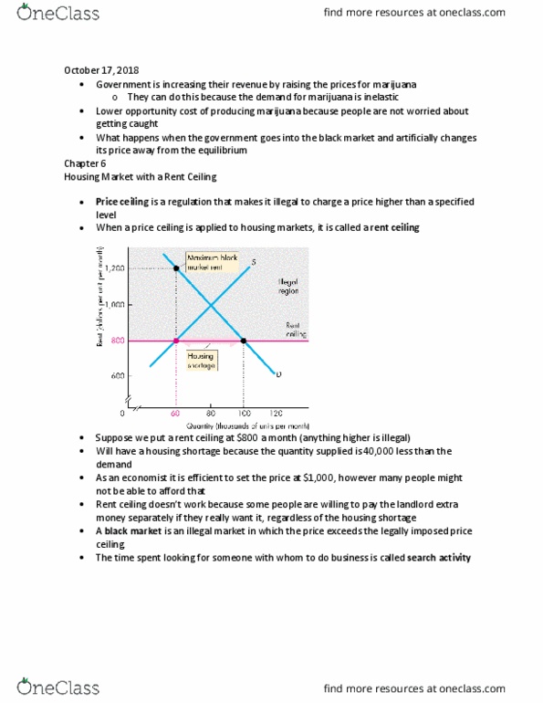 Economics 1021A/B Lecture Notes - Lecture 10: Price Ceiling, Economic Equilibrium, Opportunity Cost cover image