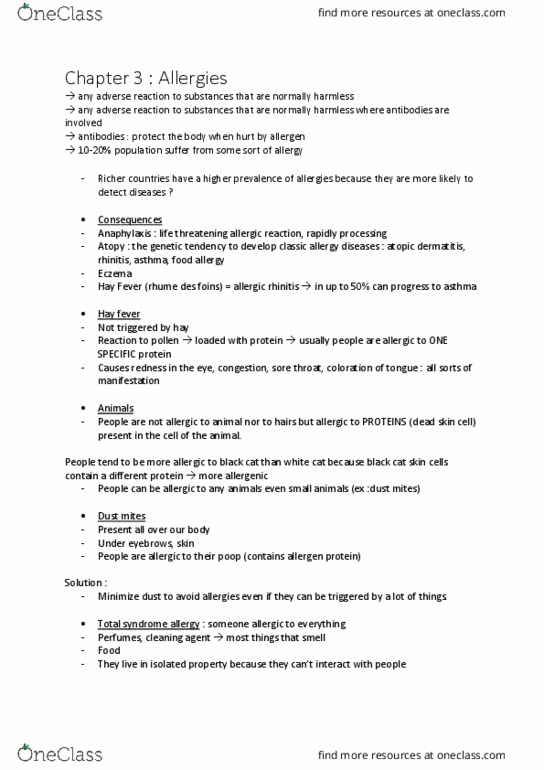 CHEM 183 Lecture Notes - Lecture 3: House Dust Mite, Allergic Rhinitis, Cleaning Agent thumbnail