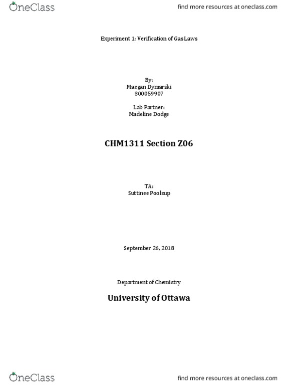 CHM 1311 Lecture Notes - Lecture 1: Thermometer, Pressure Sensor, Dependent And Independent Variables thumbnail