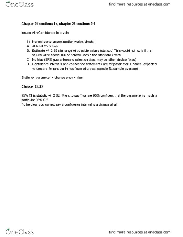 STAT 20 Lecture Notes - Lecture 24: Confidence Interval thumbnail