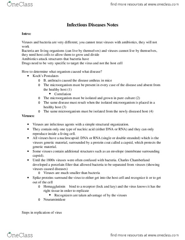 BIO 200 Lecture Notes - Louis Pasteur, Integrase, Quinolone thumbnail