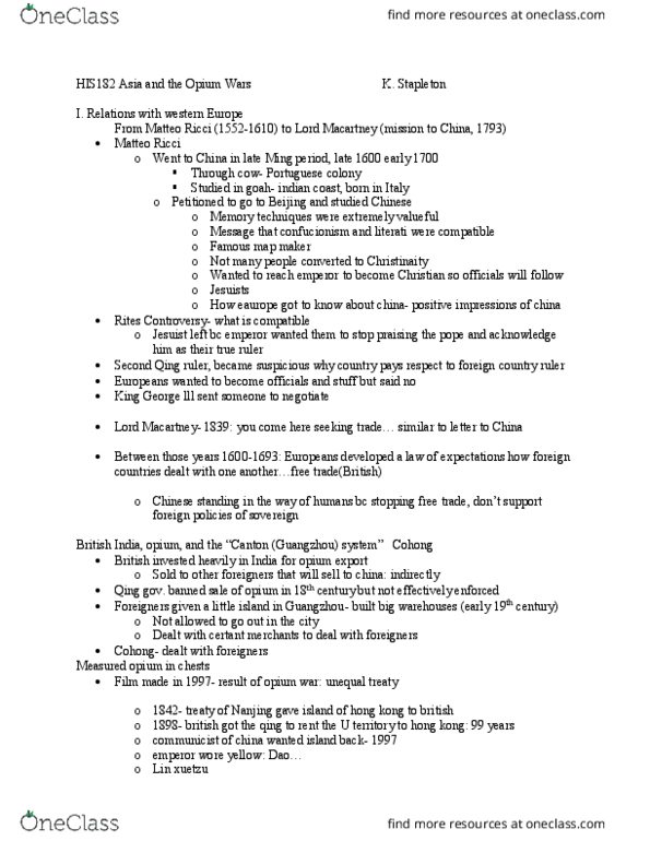 HIS 182LEC Lecture Notes - Lecture 10: Jesuism, Cohong, Goa thumbnail
