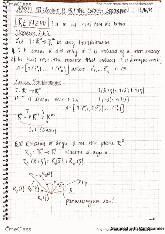 MATH 133 Lecture 13: Math 133: 3.1 The Cofactor Expansion cover image