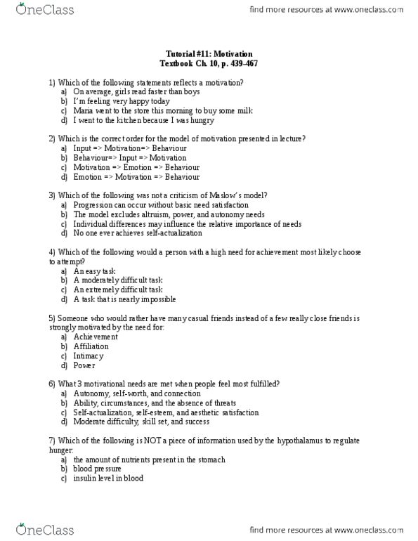 PSYC 1010 Lecture Notes - Homeostasis, Heterosexuality, Orgasm thumbnail