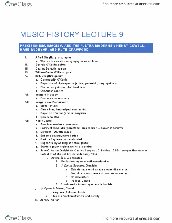 MUSIC 408A Lecture Notes - Lecture 9: William Carlos Williams, Leo Ornstein, Dane Rudhyar thumbnail