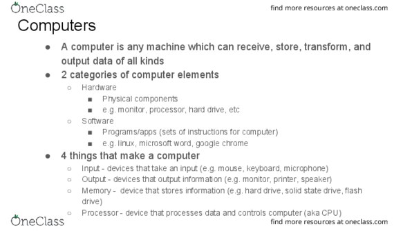 CIS 1057 Chapter Notes - Chapter 1: Google Chrome, Microsoft Word, Volatile Memory thumbnail