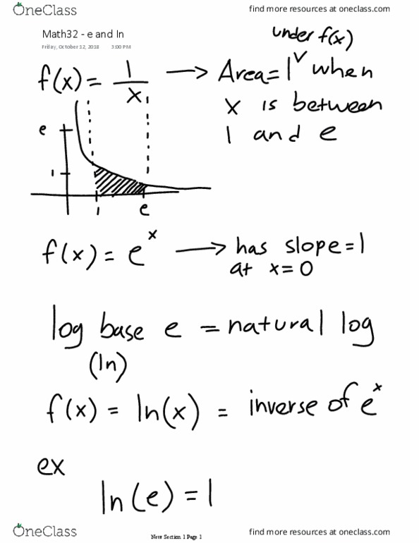 MATH 32 Lecture 19: e and In thumbnail