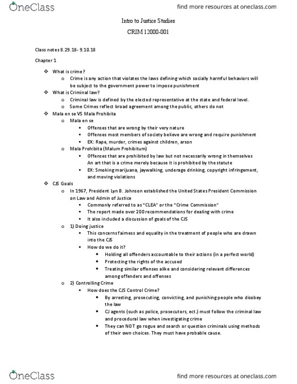 CRIM 12000 Lecture Notes - Lecture 1: Moving Violations, Jaywalking, Procedural Law thumbnail